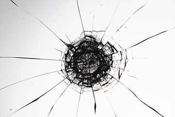 white background bullet hole on glass texture abstract window