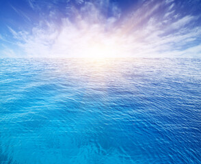 Sea water surface on sky