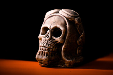 scary halloween skull with black and orange