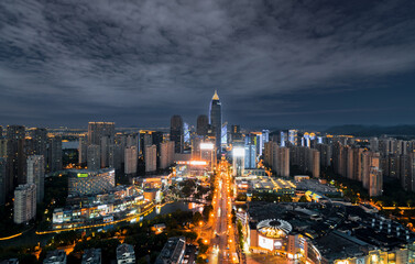 Obraz premium Night View of Shaoxing CBD, Zhejiang, China