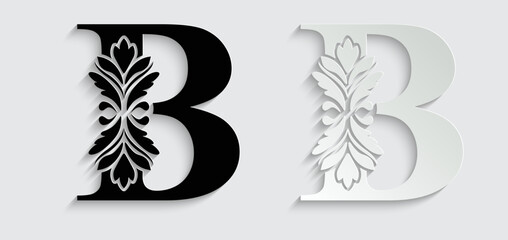 letter B flower letters. Vintage ornament initial Alphabet. Logo vector	
