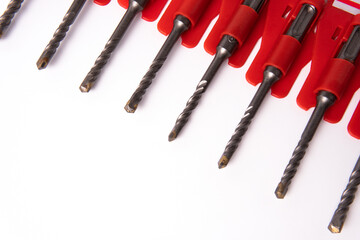 Drill bit for brick and concrete borer for perforator on a white background. industrial punchers.