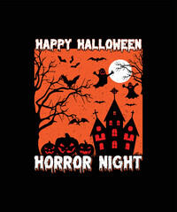 Happy Halloween Horror Night T-shirt Design/Halloween t-shirt design