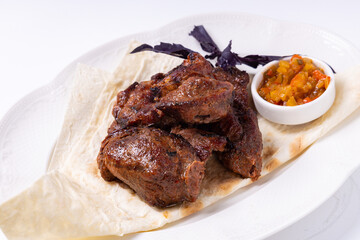 beef steak with mashed potatoes