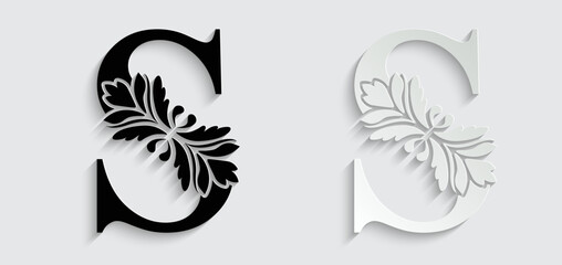 Fototapeta letter S flower letters. Vintage ornament initial Alphabet. Logo vector	
 obraz