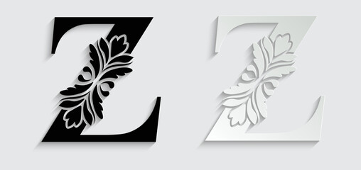 letter Z. flower letters. Vintage ornament initial Alphabet. Logo vector	
