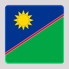 3D Flag of Namibia on a avatar square background.
