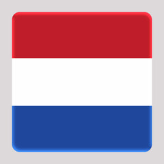 3D Flag of Netherland on a avatar square background.