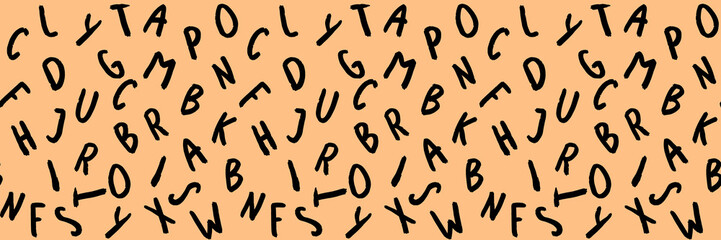 template with the image of keyboard symbols. set of letters. Surface template. pastel yellow orange red background. Banner for insertion into site.