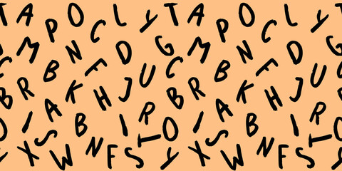 template with the image of keyboard symbols. set of letters. Surface template. pastel yellow orange red background. Banner for insertion into site.