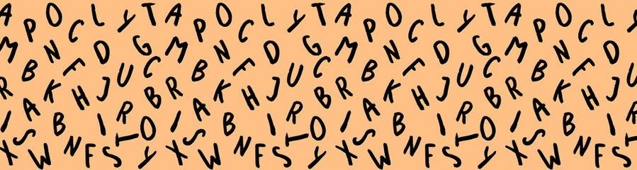 template with the image of keyboard symbols. set of letters. Surface template. pastel yellow orange red background. Banner for insertion into site.