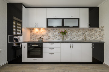 Renovated Interior for modern trendy white kitchen