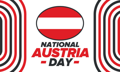 National Day in Austria. National happy holiday, celebrated annual in October 26. Austria flag. Patriotic elements. Poster, card, banner and background. Vector illustration