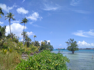 Naklejka premium Beautiful landscape at Rengit Island in Belitung. Belitung Island, Indonesia.