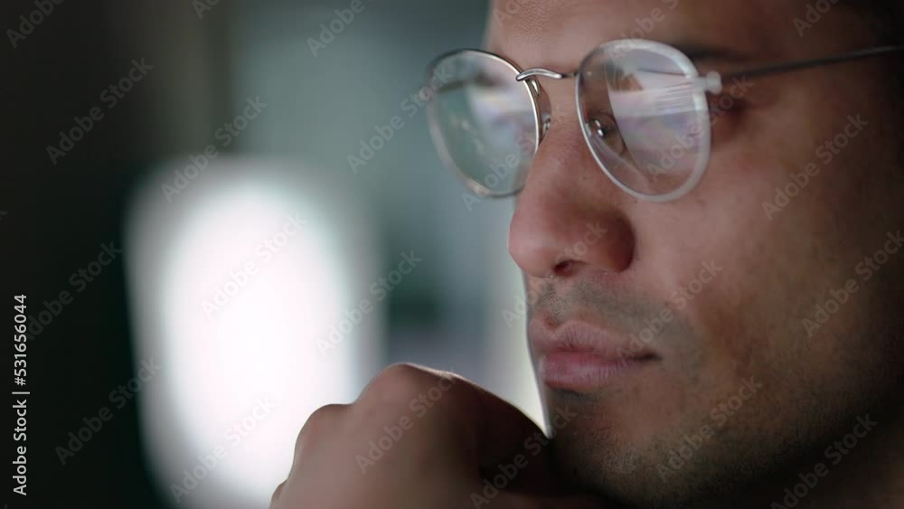 Aufkleber Computer hacker, coding and crypto security man working on web design, data analytics or growth. Corporate businessman face with digital planning, tech work or internet strategy online in office