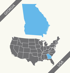 Georgia USA states map blank