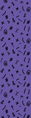 pattern with the image of keyboard symbols. Punctuation marks. Template for applying to the surface. fiolet background. Vertical banner for insertion into site.