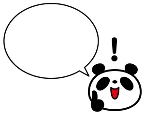 シンプルパンダ顔　人差し指で決めポーズ　ふきだし