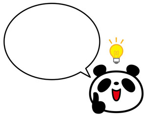 シンプルパンダ顔　アイデアが浮かぶ　ふきだし