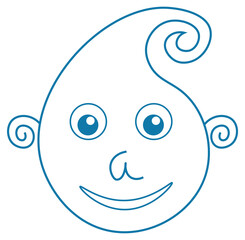 Cartoon Face Curvy Lines Rounded