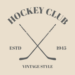logo vintage crossed hockey, logos, badges, labels and design elements. Graphic Art. Vector Illustration. premium hockey club team vector logo design template isolated old background
