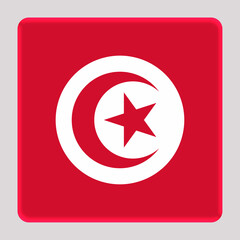 3D Flag of Tunisia on a avatar square background.