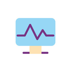 Medical software flat color ui icon. Computer program. Healthcare technologies. Cardiogram. Simple filled element for mobile app. Colorful solid pictogram. Vector isolated RGB illustration
