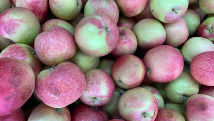 Natural background with red and green apples