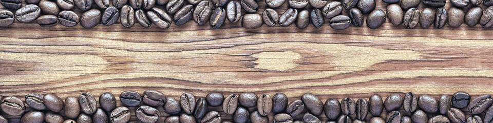 Coffee beans on wood