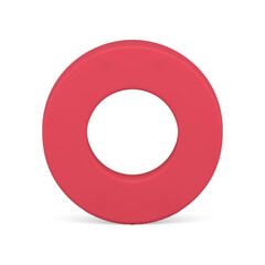 Red vertical circle foundation glossy base 3d ring abstract decorative element realistic vector