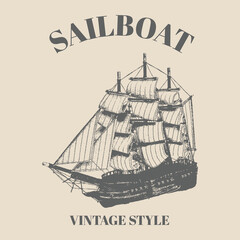 logo old ship abstract hand drawn background with vintage sailing ship Template design perfect for your works