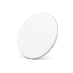 White slim cylinder circle podium clear geometric figure isometric realistic vector illustration