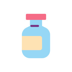 Medication bottle flat color ui icon. Drug package. Liquid remedy and solid tablets. Simple filled element for mobile app. Colorful solid pictogram. Vector isolated RGB illustration