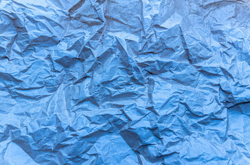 crumpled paper art textured background blue colored folded abstract ground