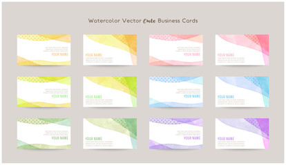 business card design templates with colorful watercolor decoration