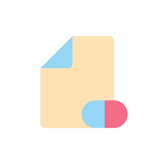 Electronic prescription flat color ui icon. Digital record. Medication for patient. Healthcare system. Simple filled element for mobile app. Colorful solid pictogram. Vector isolated RGB illustration
