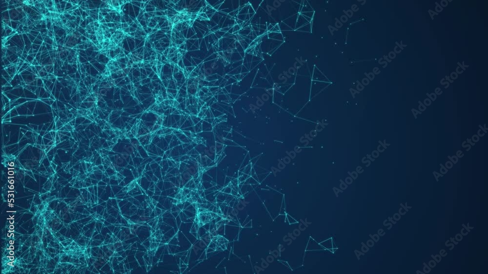 Poster technology line plexus digital network link communication blue background animation 1080p footage.