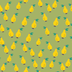 Hand drawn pears seamless pattern. Fruits botanical backdrop.