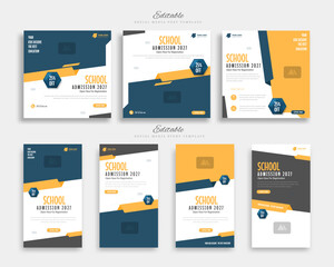 school admission social media post and stoey template vector