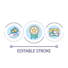 Tickets to show as award loop concept icon. Visit theater performance. Prize for achievement abstract idea thin line illustration. Isolated outline drawing. Editable stroke. Arial font used