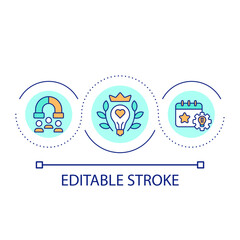 Creative ways to engage customer loop concept icon. Innovations in marketing. Business abstract idea thin line illustration. Isolated outline drawing. Editable stroke. Arial font used