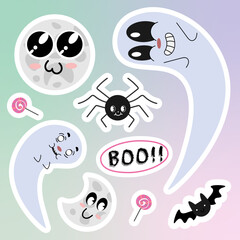 Flat sticker template for halloween.
