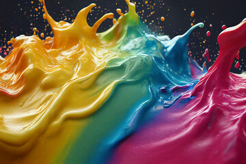 Colored paint splash isolated on black background.
