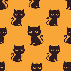 halloween seamless pattern collection with black cat