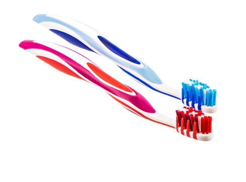 Two new unuesed isolated toothbrushs