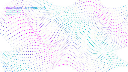 3D nanotechnololy dots texture cyberspace. Nano fiber chemical modern material design. Atom molecule macro structure development vector illustration