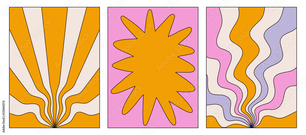 Wall mural set of retro backgrounds and posters. abstract colorful backgrounds with outline. with space for tex