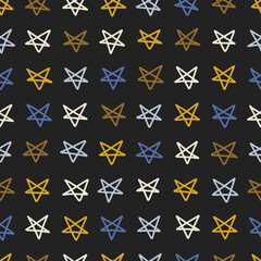 Seamless stars pattern. Abstract background with hand drawn doodle shapes.