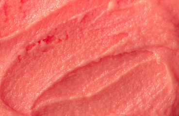 Berry yoghurt ice cream. Delicious sweet dessert close-up as a background. Smoothies from fresh fruits and berries. Ice cream texture. - obrazy, fototapety, plakaty