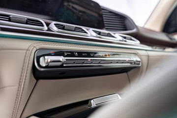 Close up details of a modern luxury car interior
